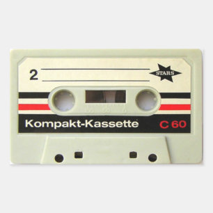 Cassette Tape White Rectangular Stickers