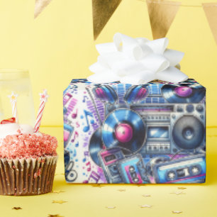 Cassette Tapes and Boomboxes Wrapping Paper