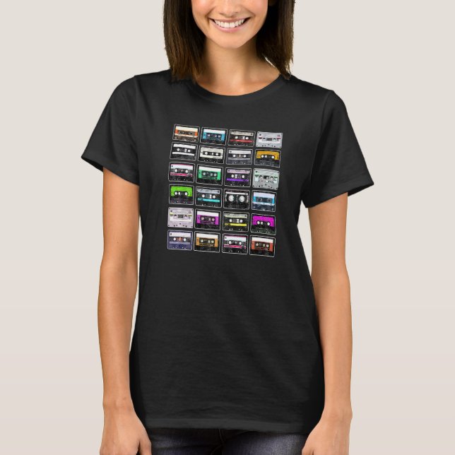 Cassette Tapes Mixtapes Radio Music Boom Box Dance T-Shirt (Front)