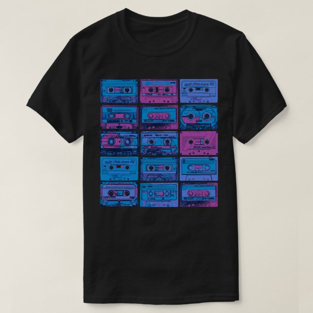 Cassette Tapes Retro 80s 90s Analogue Vinyl Music  T-Shirt (Design Front)
