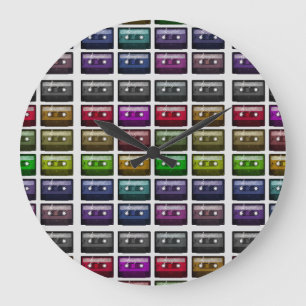 CASSETTE TAPES RETRO MUSIC LOVER LARGE CLOCK