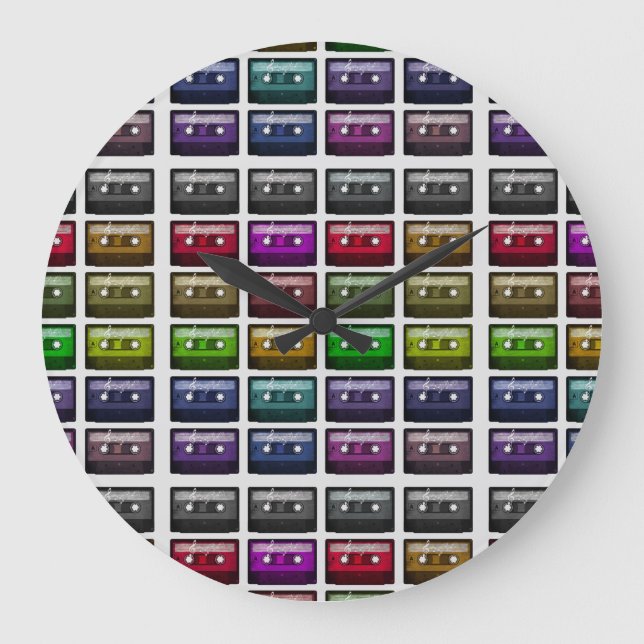 CASSETTE TAPES RETRO MUSIC LOVER LARGE CLOCK (Front)
