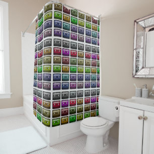 CASSETTE TAPES RETRO MUSIC LOVER SHOWER CURTAIN