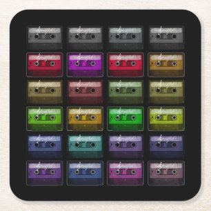 CASSETTE TAPES RETRO MUSIC LOVER SQUARE PAPER COASTER
