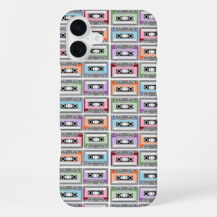 Cassette Tapes Retro Pastel Pattern iPhone 16 Plus Case
