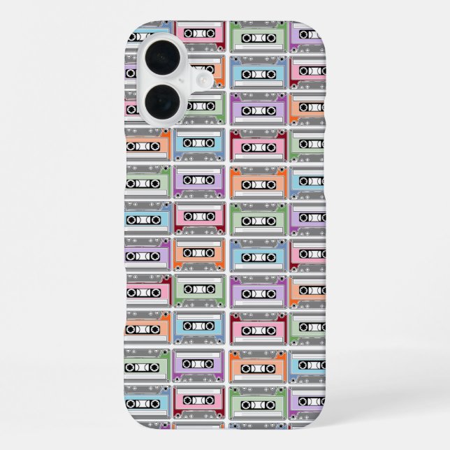 Cassette Tapes Retro Pastel Pattern iPhone Case (Back)