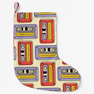 Cassette tapes retro seamless pattern. Vintage des Small Christmas Stocking