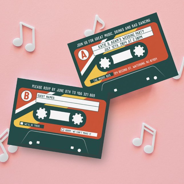 CASSETTE WEDDING INVITATION RSVP CARD (Creator Uploaded)