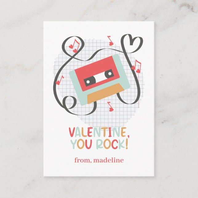 Cassette You Rock Classroom Valentine Card (Front)