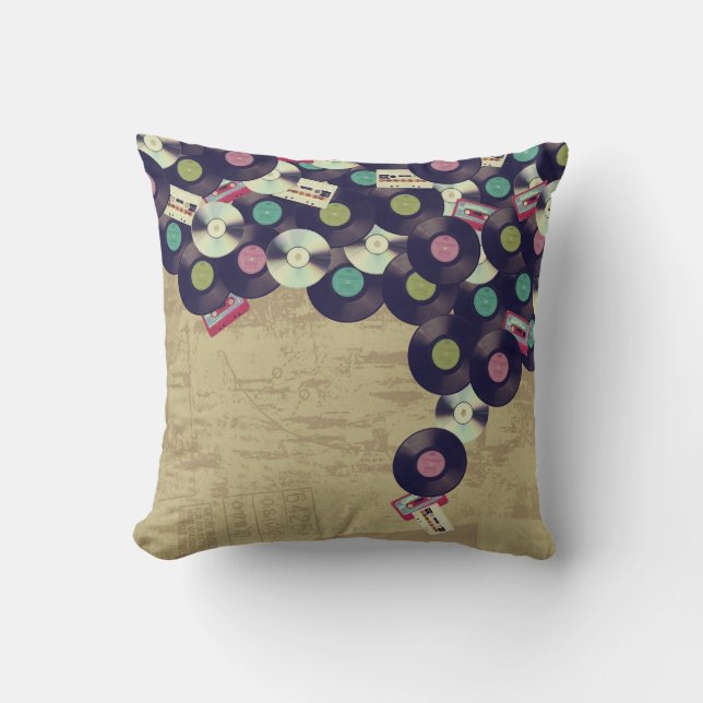 Cassettes and Records Pillow (Front)