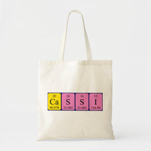 Cassi periodic table name tote bag