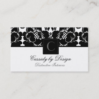Cassidy Black Floral Damask Business Card