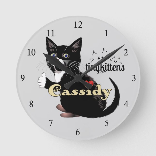 Cassidy TinyKittens Round Clock (Front)
