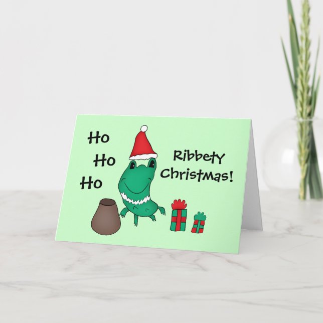Cassie's cute Christmas frog Ribbety Christmas Holiday Card (Front)