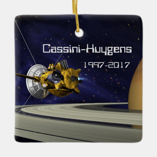 Cassini Huygens Saturn Mission Spacecraft Ceramic Tree Decoration (Front)