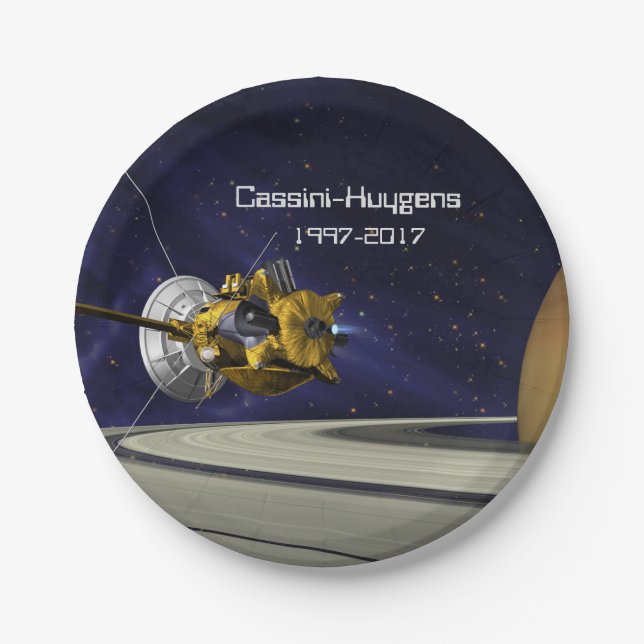 Cassini Huygens Saturn Mission Spacecraft Paper Plate (Front)