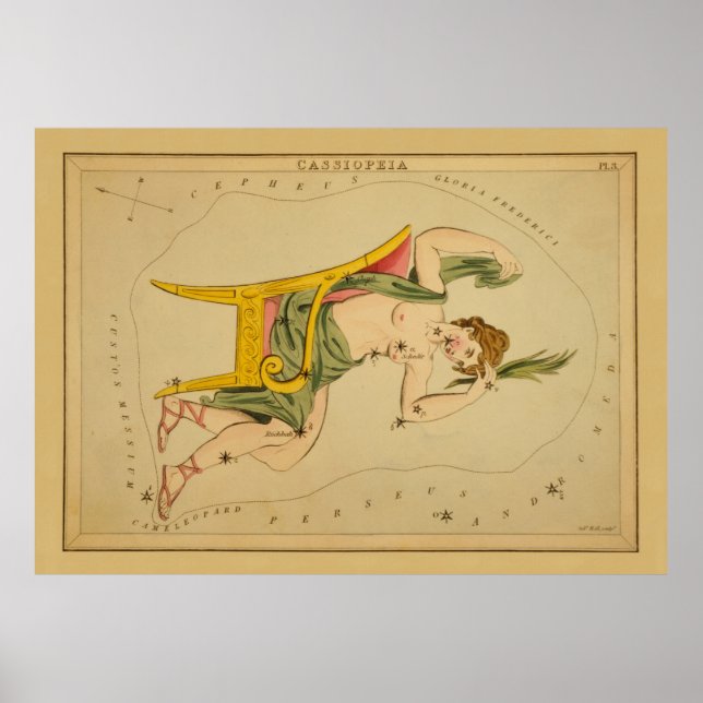 Cassiopeia - Vintage Astronomical Star Chart Image (Front)