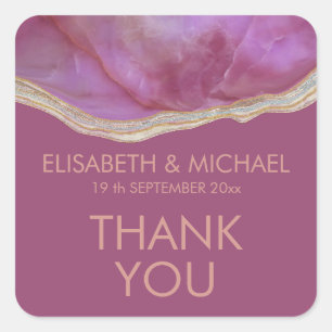 Cassis chic agate romantic elegant thank you square sticker