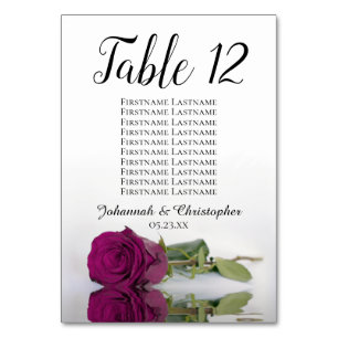 Cassis or Berry Rose Elegant Wedding Seating Chart Table Number