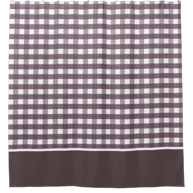 Cassis Purple and White Gingham Checks Shower Curtain (Front)