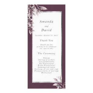Cassis purple botanical floral wedding program rack card
