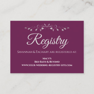 Cassis Purple & Silver Elegant Wedding Registry Enclosure Card