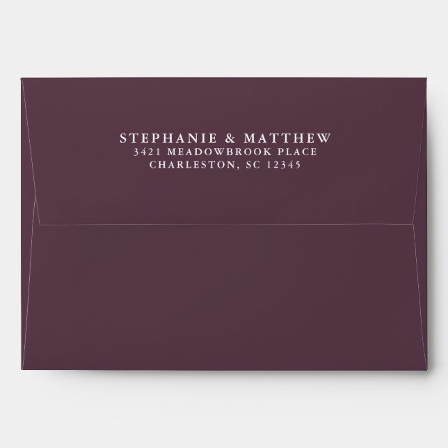 Cassis Wedding Couple Return Address Elegant Envelope (Back (Top Flap))
