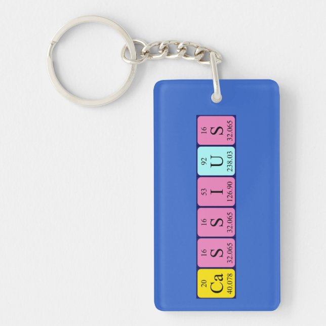 Cassius periodic table name keyring (Front)