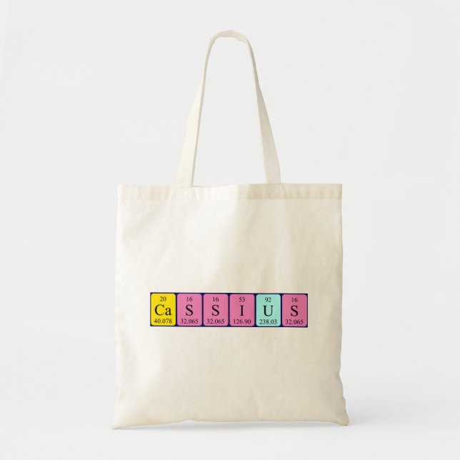 Cassius periodic table name tote bag (Front)