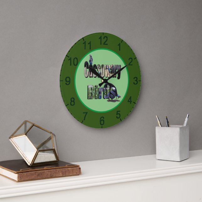 Cassowary Birds Picture Name,  Large Clock (Office)