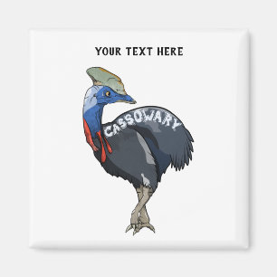 cassowary coloured woth text magnet