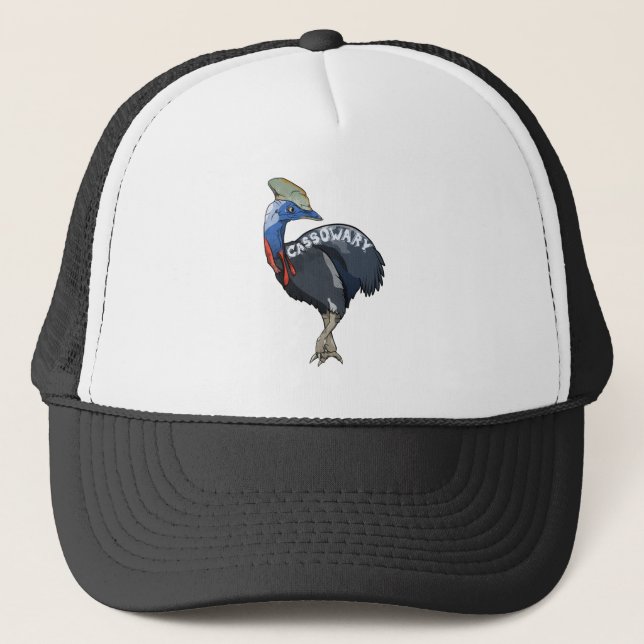 cassowary coloured woth text trucker hat (Front)