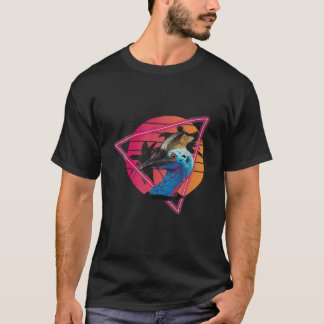 Cassowary Modern Retro Sunset Palm Tree Cassowary T-Shirt
