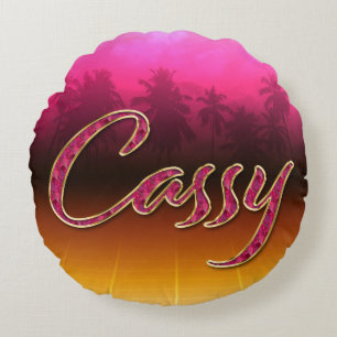 Cassy Vorname Name golden pink Kissen Round Cushion