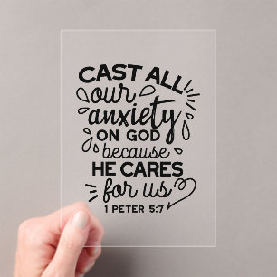 Cast All Your Anxiety – 1 Peter 5:7 Bible Verse Acrylic Invitations