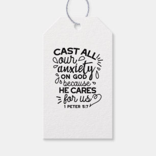 Cast All Your Anxiety – 1 Peter 5:7 Bible Verse Gift Tags