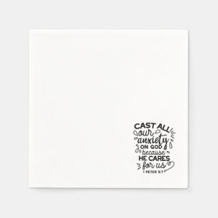 Cast All Your Anxiety – 1 Peter 5:7 Bible Verse Napkin
