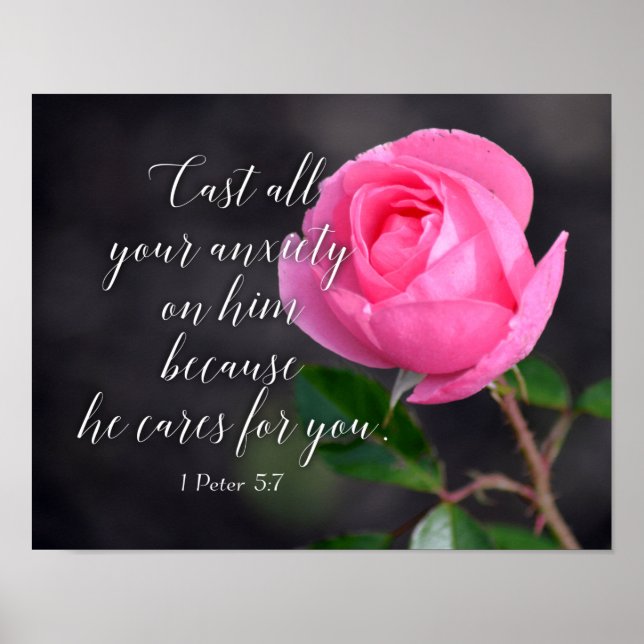 Cast all your Anxiety Christian Bible Verse Prayer Poster (Front)