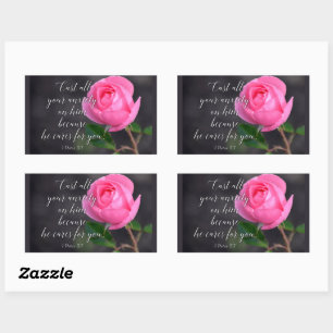 Cast all your Anxiety Christian Bible Verse Prayer Rectangular Sticker