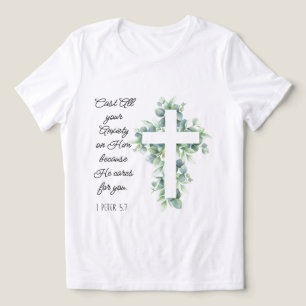 Cast All your Anxiety on Him Eucalyptus Cross Tri-Blend Shirt