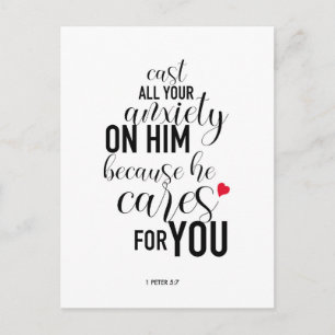 ‘Cast all your anxiety’ Quote Postcard