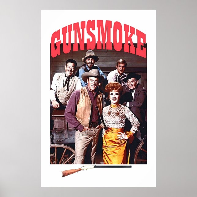 Cast of Gunsmoke Mat Dillon and Kitty Doc and Fes Poster (Front)