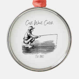 Cast. Wait. Catch Metal Ornament