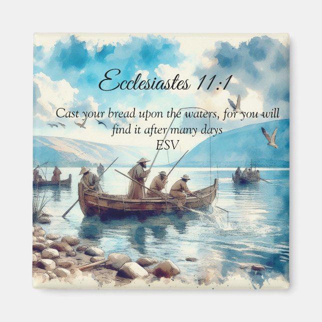 Cast Your Bread Scripture Verse Magnet (Front)