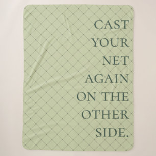 'Cast Your Net Again On The Other Side' Sage Green Sherpa Blanket