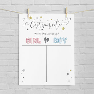 Cast your vote gender reveal sign, boy or girl poster