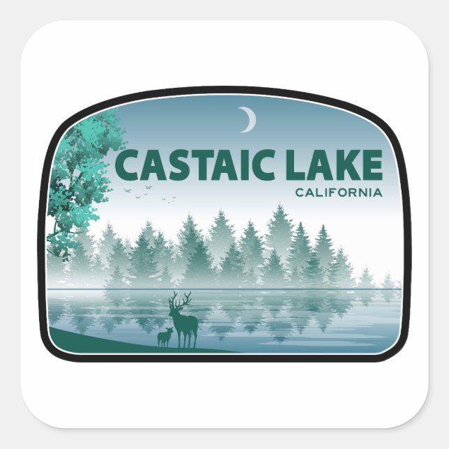 Castaic Lake California Deer Square Sticker (Front)