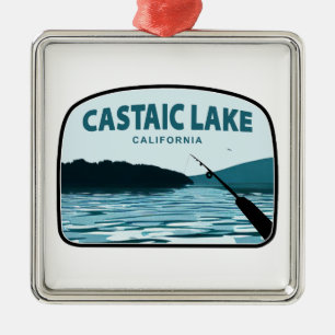 Castaic Lake California Fishing Rod Metal Ornament