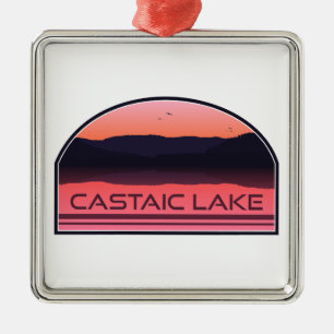 Castaic Lake California Red Sunrise Metal Ornament
