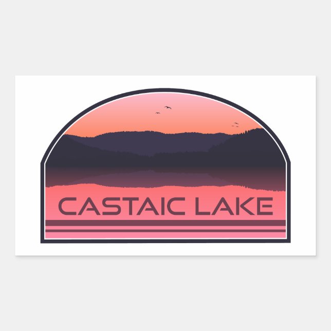 Castaic Lake California Red Sunrise Rectangular Sticker (Front)